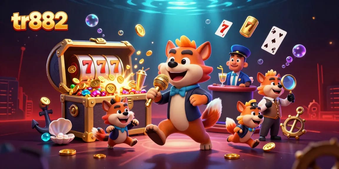 tr882 hyenas entertain in a vibrant casino scene filled with winning gold and gems