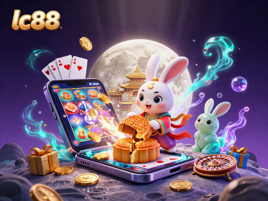 Play and win with lc88: Moon rabbit and jade rabbit in a colorful casino environment