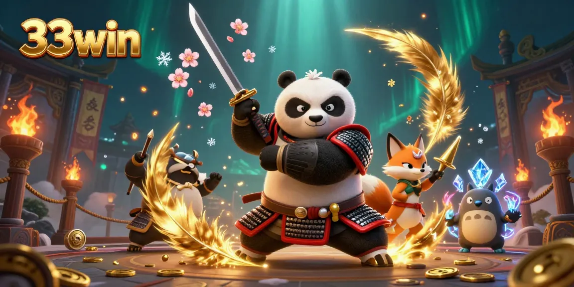 Experience the excitement of 33win with this dynamic casino scene featuring animated characters.