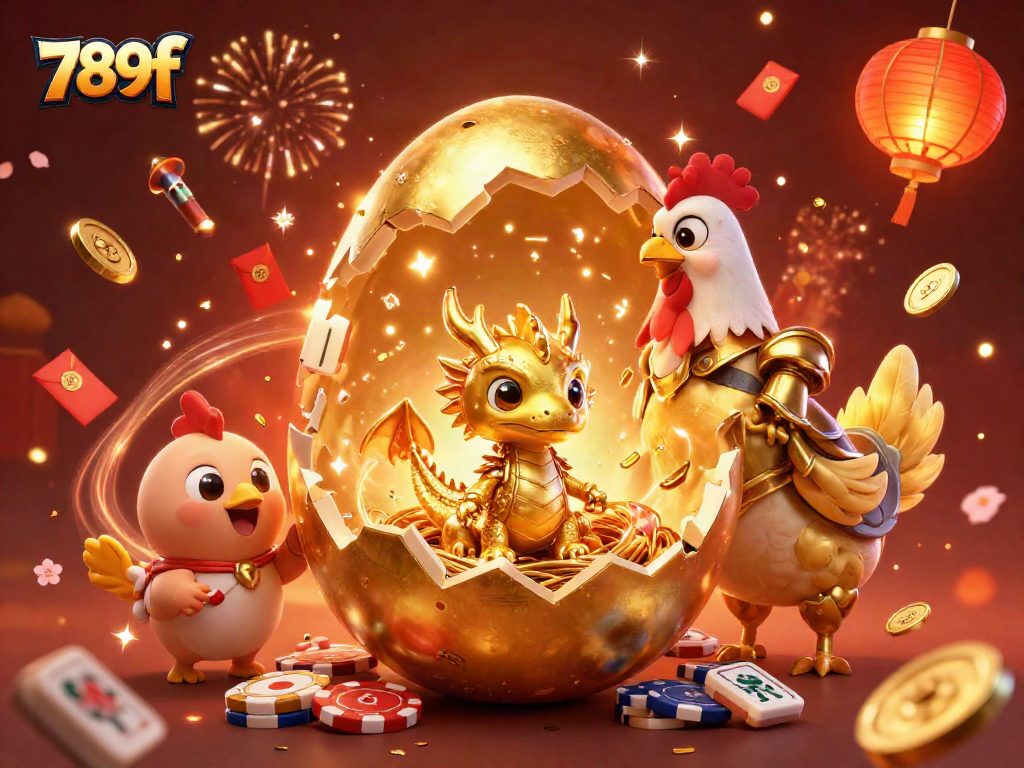 Experience the thrill of 789f gaming with a golden dragon and festive casino elements.