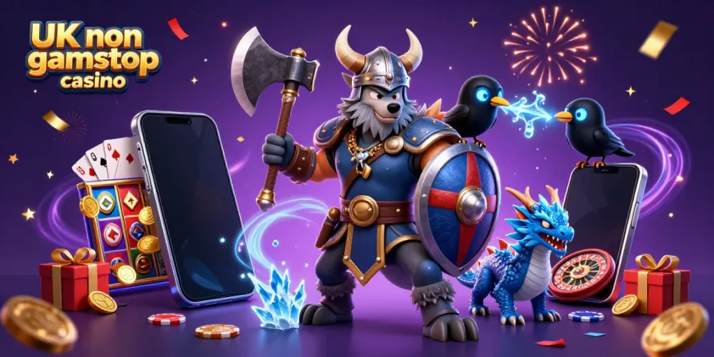 Engage with the UK non gamstop casino scene featuring vibrant characters and dynamic gaming elements.