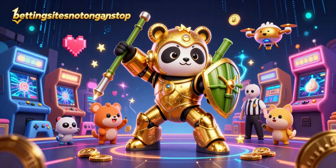 Catch thrilling action at bettingsitesnotongamstop featuring a mech-suit panda and arcade casino backdrop.