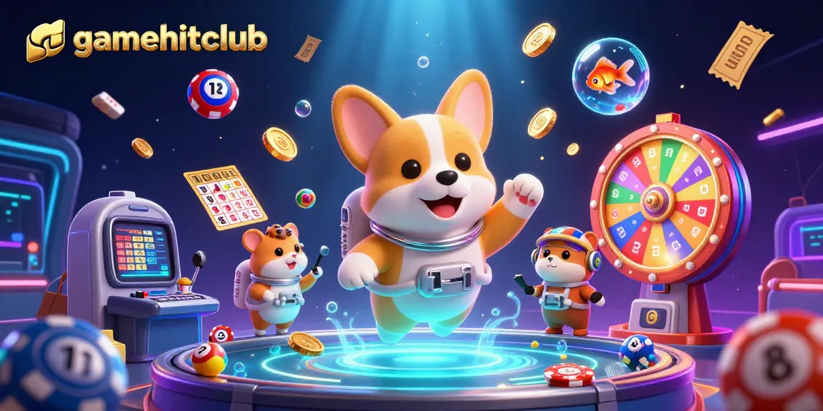 Experience gamehitclub as a lively space casino with vibrant characters and gambling elements.